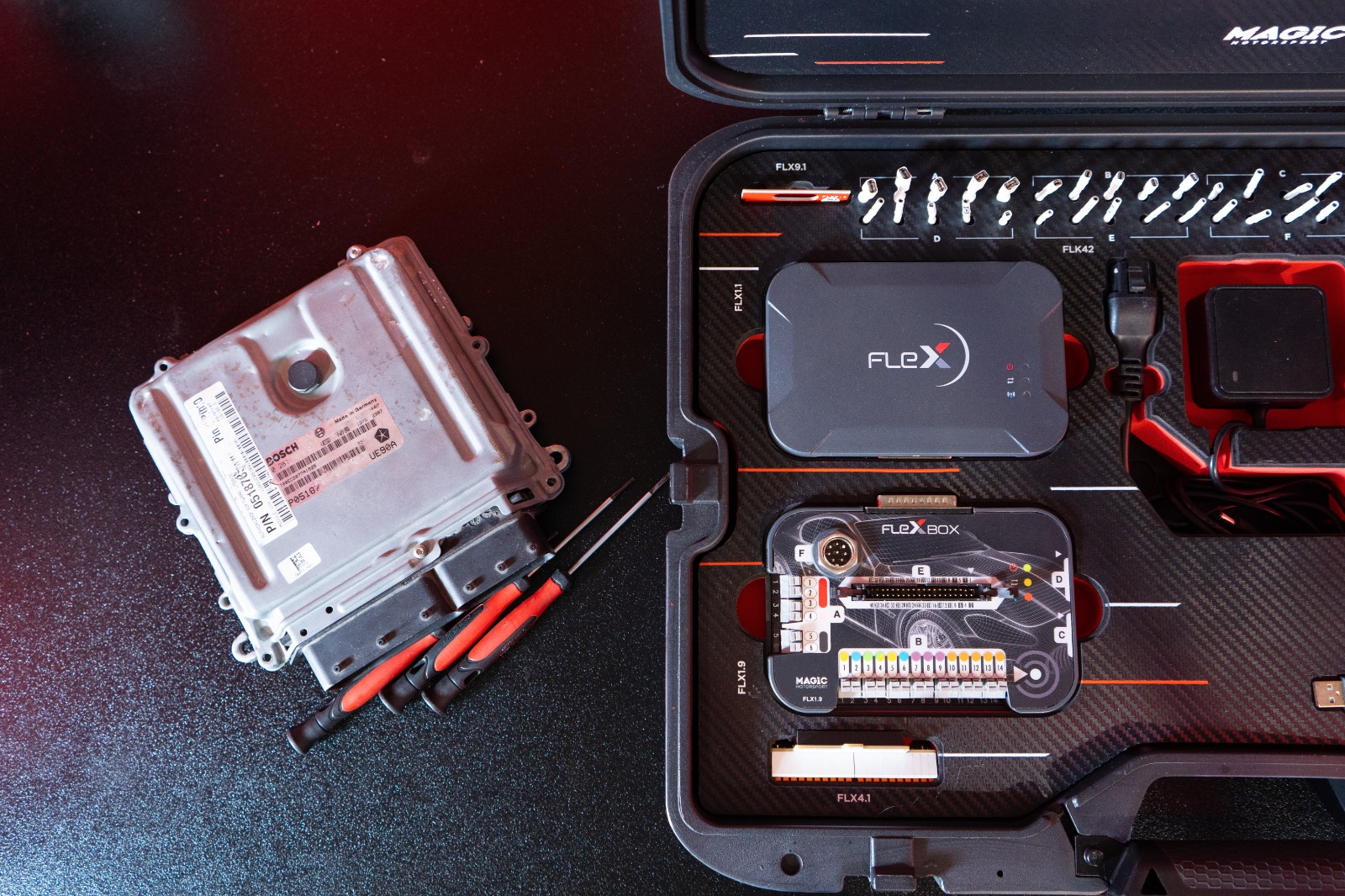 Magic Motorsport Flex full tool kit with Bosch ECU, FlexBox and FLK42 key adapters in carry case