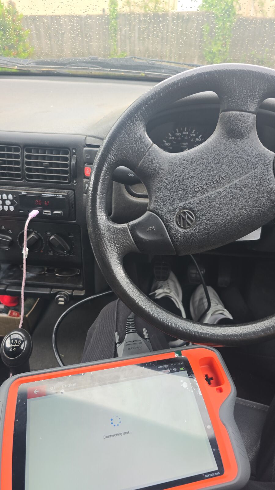 Classic VW key programming with Xhorse Key Tool Plus connected to the OBD port